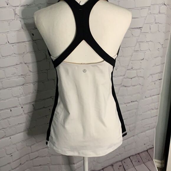 Lululemon Black White Racerback Athletic Tank S/M - Picture 2 of 4